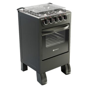 Fogão Braslar New Sirius 4 Bocas Manual Mesa Em Inox Forno Easy Clean - Preto