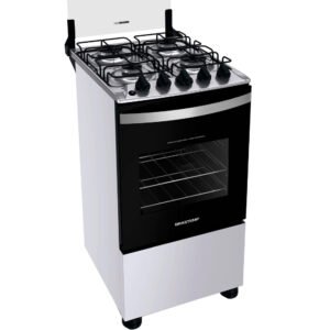 Fogão Brastemp 4 Bocas Automático Mesa Em Aço Inox Forno 61L Bfo4nbbuna - Branco - Bivolt