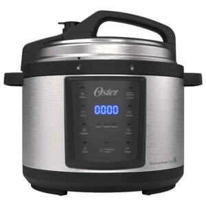 Panela De Pressão Elétrica Oster 5L Com Painel Digital E Timer Opan920 - Inox/Preto - 110 Volts